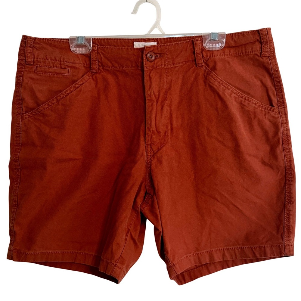 Mutual Weave Chino Shorts Mens 36 Rust Orange Cotton‎ Stretch Flat Front Casual